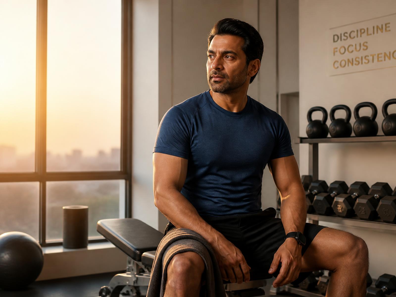 Indian man finishing a strength workout during the LUVO T-Surge 30-day testosterone program