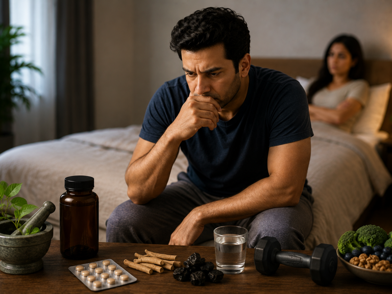 man experiencing erectile dysfunction and stress