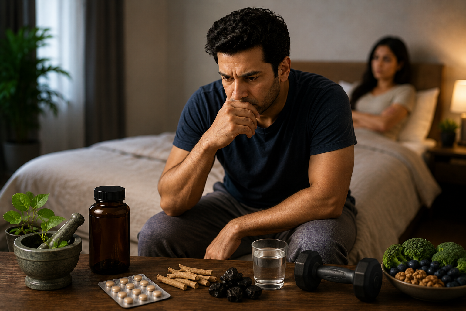 man experiencing erectile dysfunction and stress