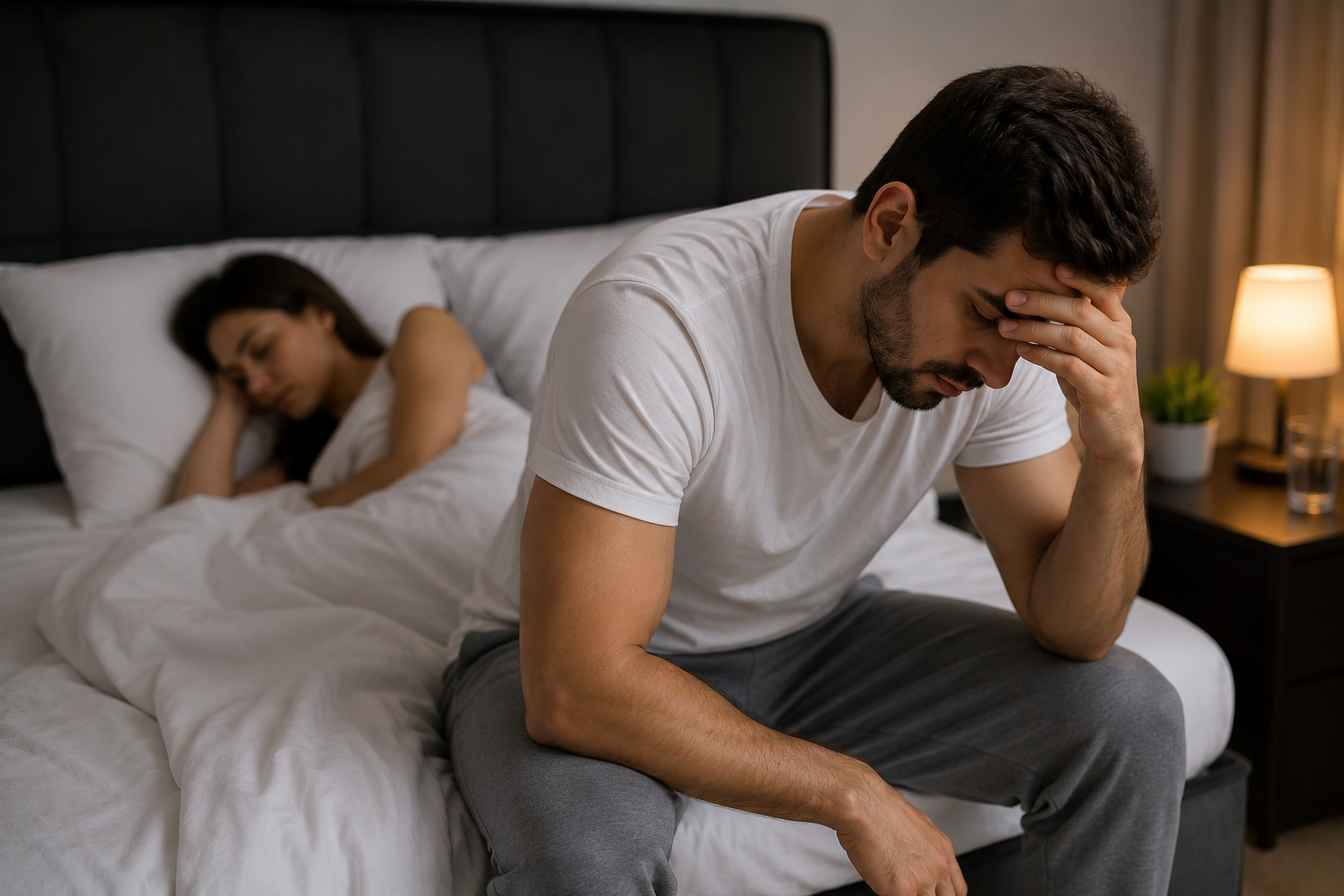 man feeling tired and exhausted after intimacy
